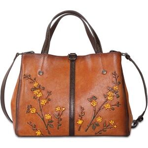 Brown Floral Embroidered Women's Bag